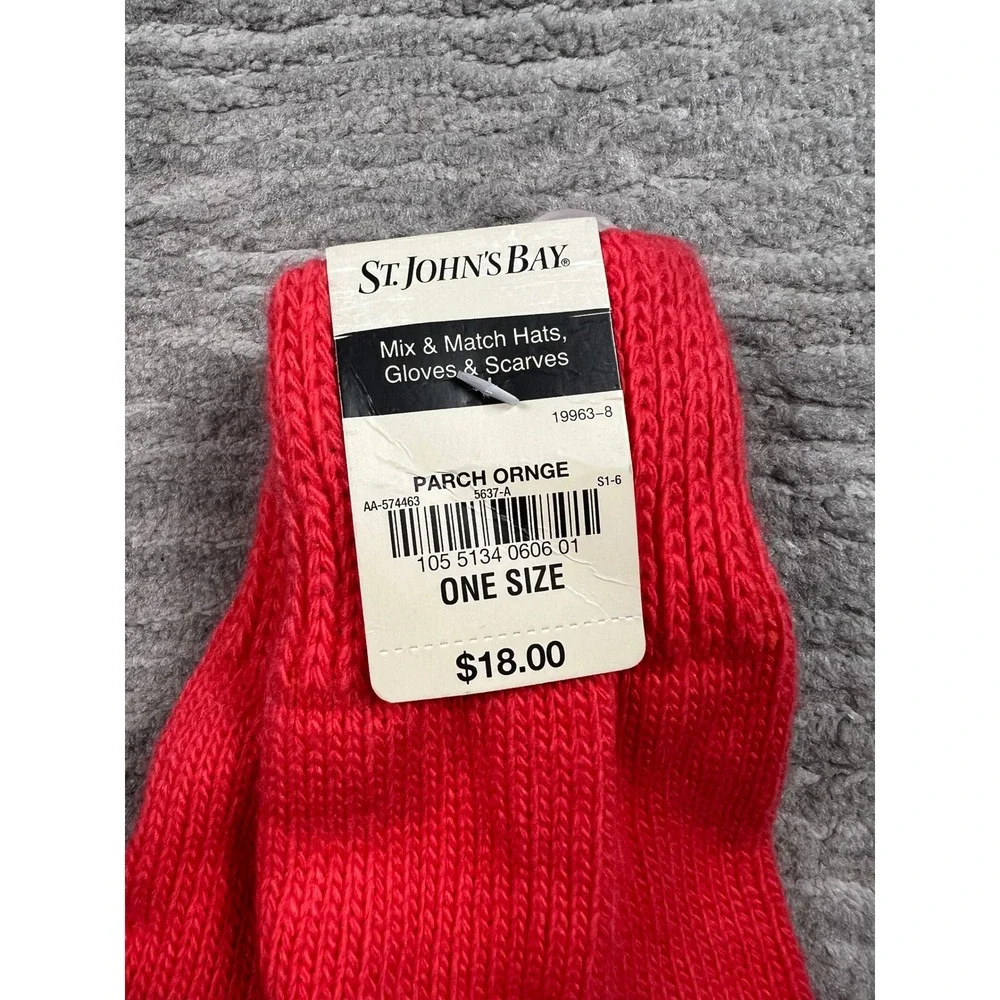 St. John's Bay Gloves Womens OS Parchment Orange Knit Classic Ribbed Cuff New